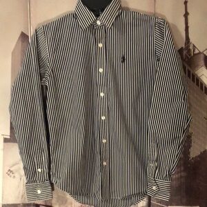 Polo by Ralph Lauren Black and White Striped Casual Shirt